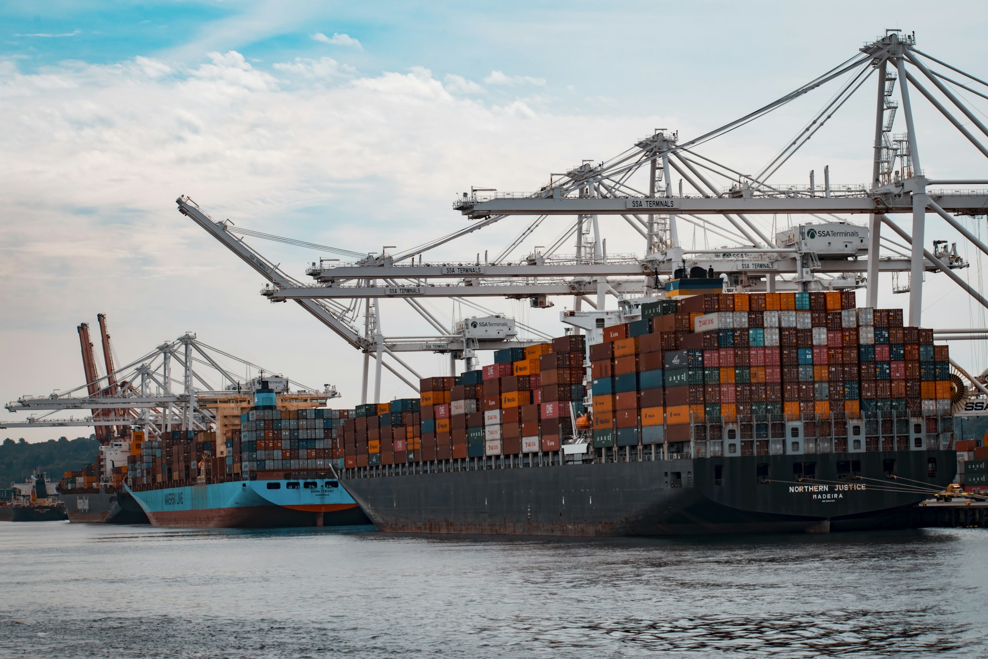 Colorful shipping containers at port